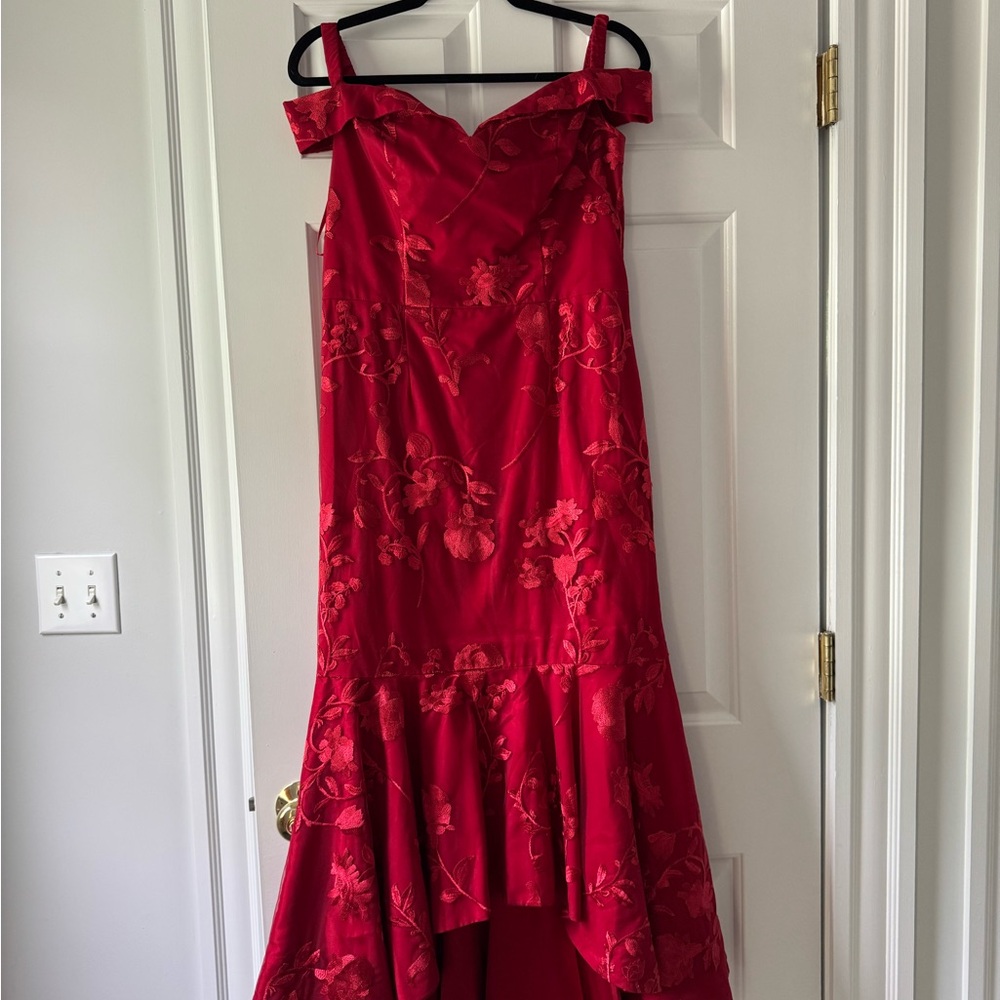 Chi Chi London Red Asymmetrical High-Low Gown